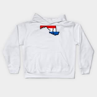 Red, White, and Blue Maryland Outline Kids Hoodie